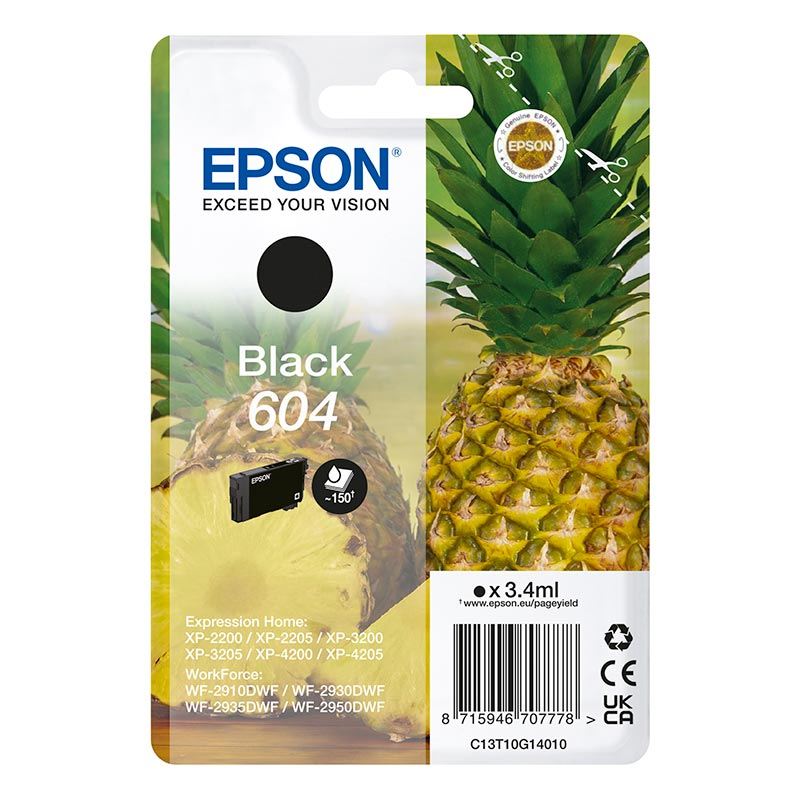 Acheter Cartouche Epson 604 Ananas Noir - 16,98 € Cartouche Epson 604 Ananas Noir - reconditionné disponible sur Electro Depot